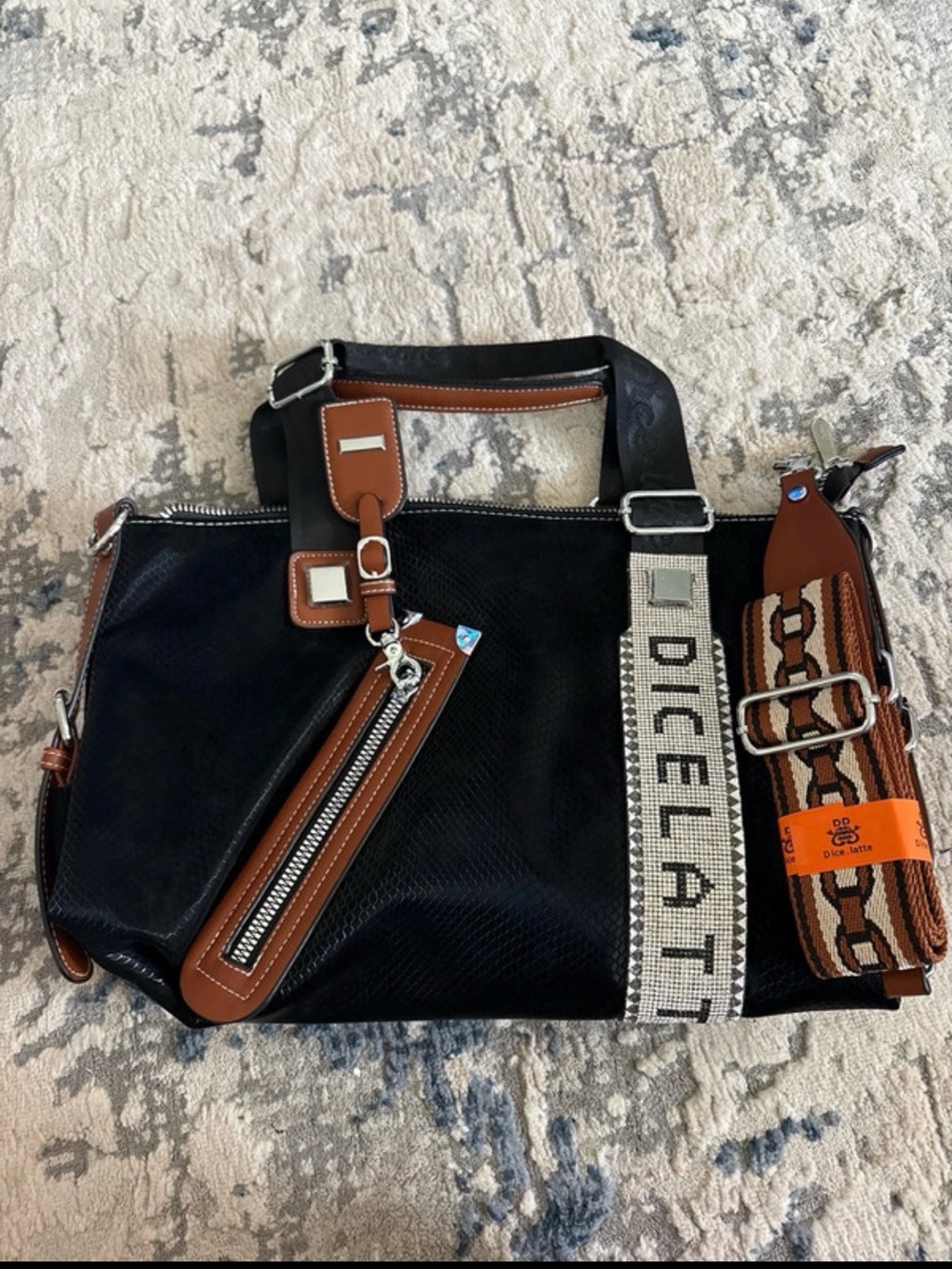 Dice Latte Crossbody Purse